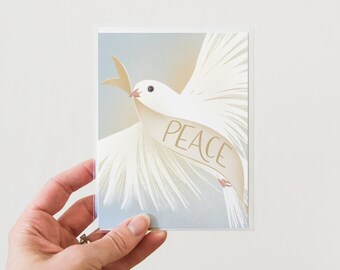 Set of 6 Christmas Cards - Boxed Set - Dove Peace - Religious Christmas Cards - Hand Lettered Cards