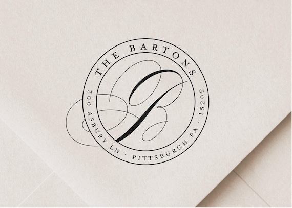 Circle Return Address Stamp - 2 inch - Round Wood Rubber Stamp - Wedding Gift - Self-Inking - Personalized Stamp - Housewarming Gift - RSVP