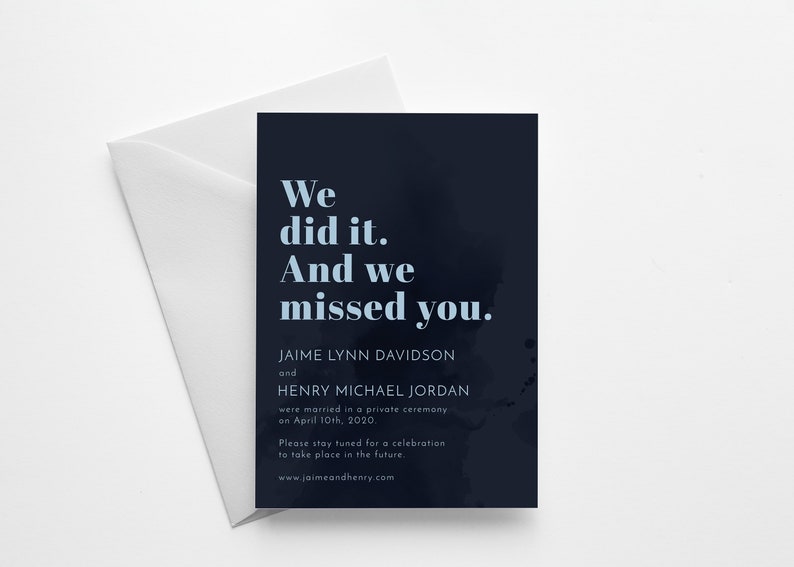 Wedding Cancellation Elopement Announcement Private Etsy