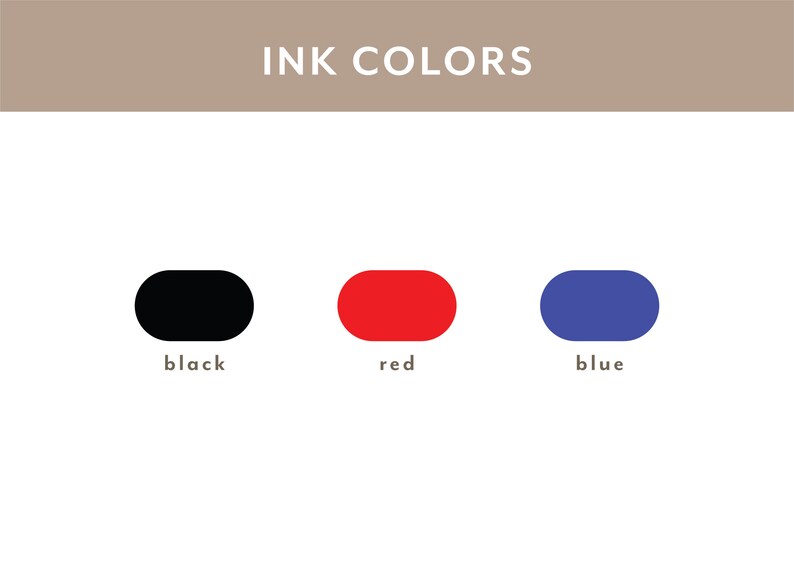 May include: Three ink colors: black, red, and blue. Each color is represented by a solid oval.