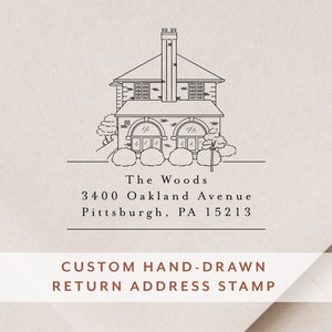 Custom House Return Address Stamp - Self Inking or Wood and Ink - Housewarming Gift - Personalized Stamp Return Address - House Drawing
