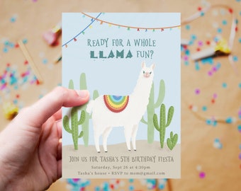 Llama Birthday Invitation - Llama Party - Llama Birthday Card - Birthday Invitation Template - Birthday Invitation Template Download