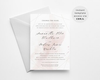 Change the Date - Wedding Postponement - Wedding Cancellation - Announcement - Digital Template - Printable - Download