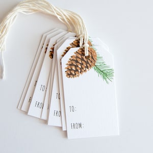 Zawieszka zimowa - etykieta prezentowa Woodland Pinecone - opakowanie świąteczne - zawieszki świąteczne - opakowanie na prezent świąteczny - zestaw etykiet