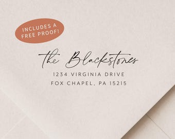 Calligraphy Housewarming Gift - Self Inking Return Address Stamp - Custom Return Label Stamp - Personalized Stamp Return Address