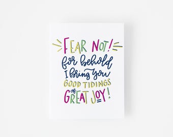 Hand Lettered Christian Christmas Cards - "Fear Not" Set of 6