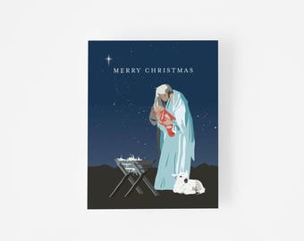 Tarjetas navideñas con el Nacimiento - Juego de 6 tarjetas religiosas para fiestas