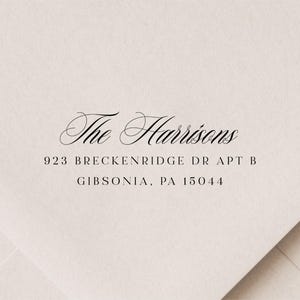 Cadeau de pendaison de crémaillère de calligraphie - Tampon d'adresse de retour auto-encreur - Tampon d'étiquette de retour personnalisé - Tampon d'adresse de retour personnalisé