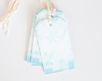 Watercolor Snowflake Gift Tags – Holiday Packaging, Set of 8