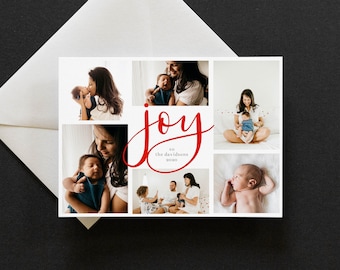 Christmas Card Template, Holiday Card Template, Christmas Photo Card, Instant Download, 2020, Joy, Handlettered