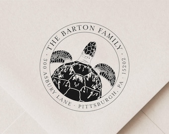 Sea Turtle Address Stamp - Custom Return Address, Self-Inking