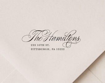 Self Inking Return Address Stamp - Formal Script Wedding Stamp