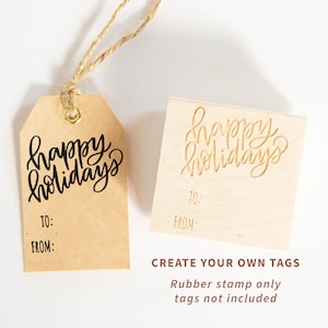 Happy Holidays Stempel - Kerstlabel Rubberstempel - Van Stempel - Kerst Rubberstempel - Kerstlabels
