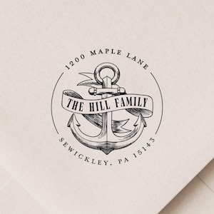 Nautical Anchor Address Stamp - Custom Return Address, Self-Inking