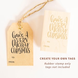 Christmas Tag Rubber Stamp: To From, Merry Christmas