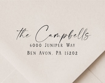 Custom Return Address Stamp - Self Inking Address Stamp - Personalized Stamp - Calligraphy Housewarming Gift