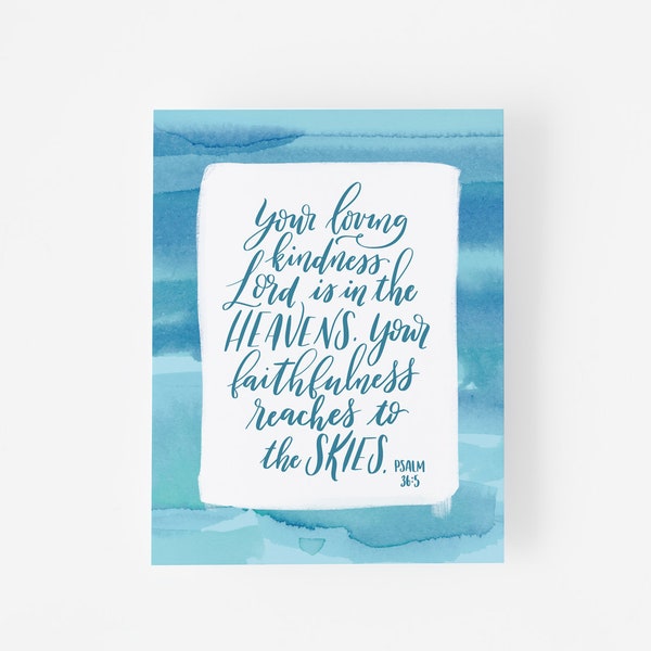 Illustrated Faith - Inspirational Cards - Bible Verse Cards - Scripture Cards - Encouraging Cards - Religious Note Cards - Psalm 36:5