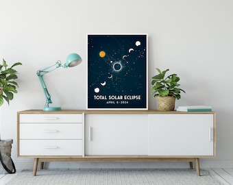 Solar Eclipse 2024 - Space Poster - Astronomy Poster - Astronomy Decor - Gift for Him - Science Art Print - Science Poster - Memorabilia