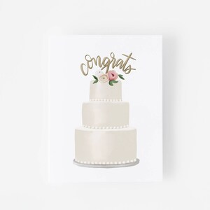 Wedding Congratulations Card - Marriage Card - Anniversary Card - Bridal Shower Card - Wedding Cake - Hand-Lettered - Congrats - Folded Card