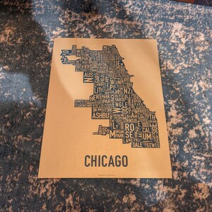 Kultige Chicago Stadt Karte Druck 8x10