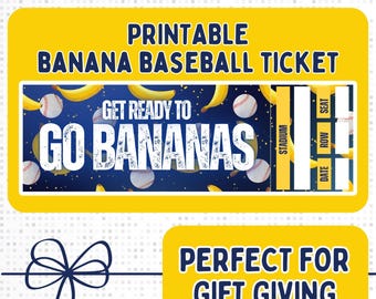 Blank Banana Baseball Ticket – Printable Digital Download