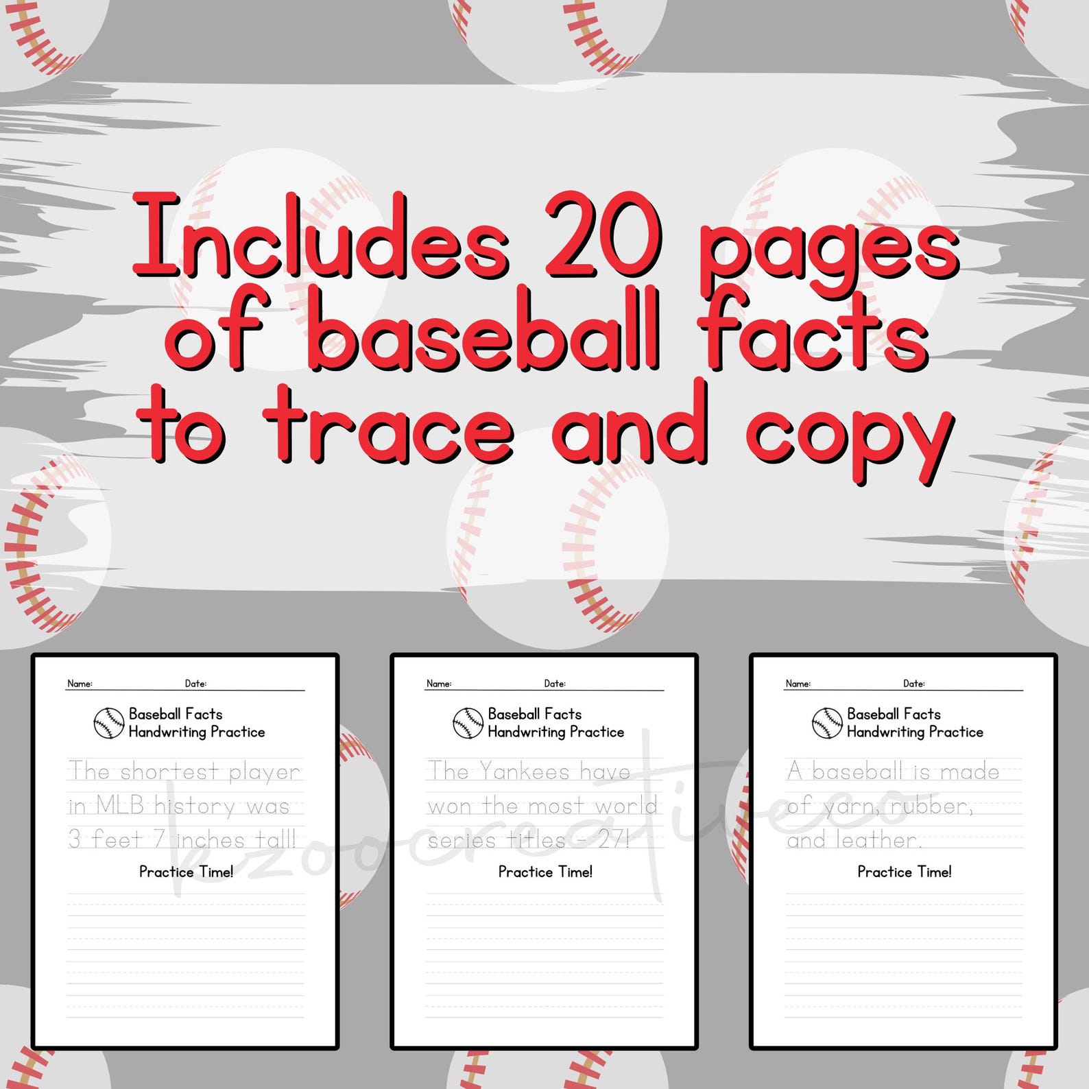Baseball Handwriting Practice Printable – 20 Page Sports-themed ...