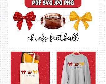 Cute Chiefs Football Digital File, Chiefs bows svg, Kansas City png, PDF, JPG