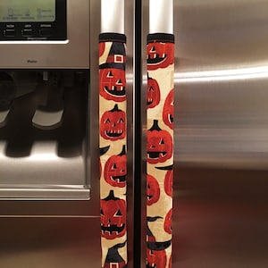 Refrigerator handle covers, fridge handle covers, Halloween decor, handmade, kitchen decor, housewarming gift, reversible, PHA008