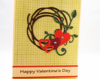 Valentines card, Happy Valentines Day, love card, hearts card, handmade card, card for loved one, friendship card, MADE TO ORDER
