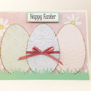 Easter Card, Happy Easter Card, handmade card, blue card, Easter greeting card, Easter eggs, Spring card, MADE TO ORDER, CEA0010 image 1