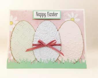 Easter Card, Happy Easter Card, handmade card, blue card, Easter greeting card, Easter eggs, Spring card, MADE TO ORDER, CEA0010