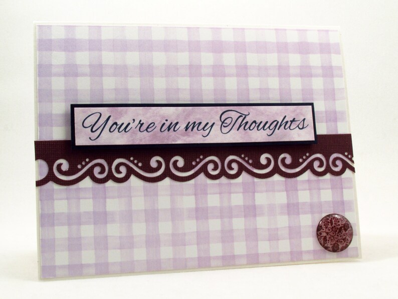 handmade card Thinking of you get well soon encouragement card purple card MADE TO ORDER you/'re in my thoughts sympathy card