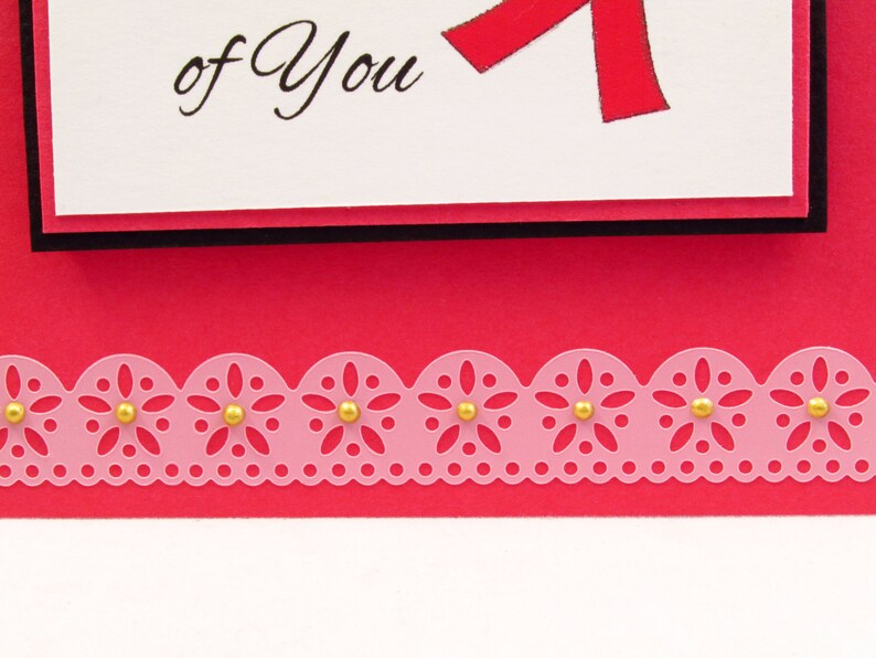 MADE TO ORDER pink ribbon fight cancer handmade card breast cancer ribbon Thinking of You greeting card breast cancer cancer card