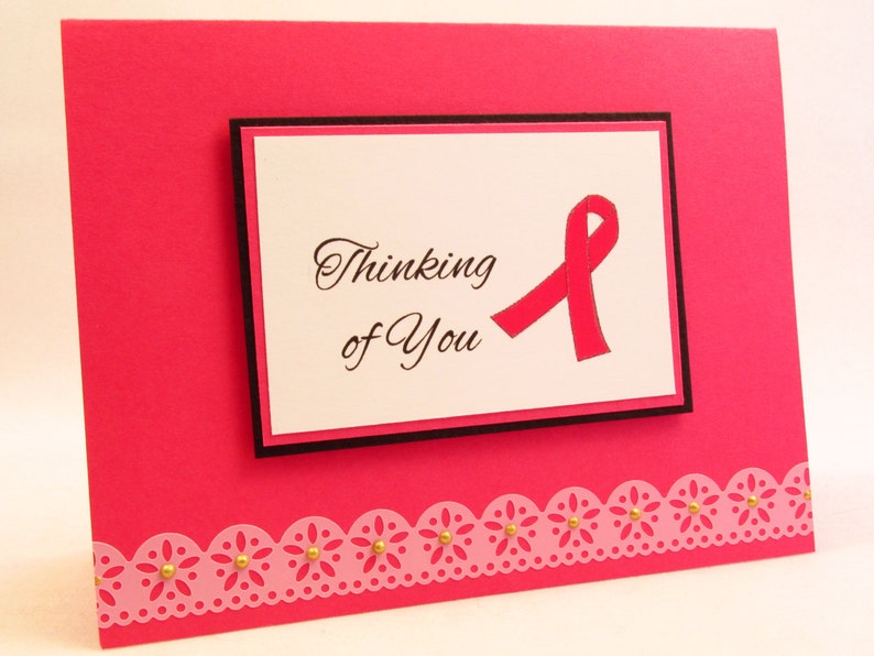 MADE TO ORDER pink ribbon fight cancer handmade card breast cancer ribbon Thinking of You greeting card breast cancer cancer card