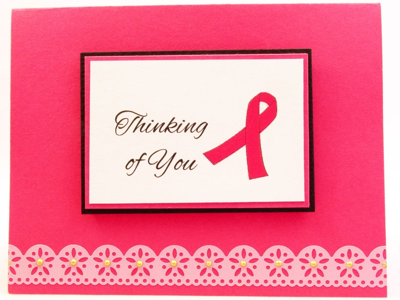 MADE TO ORDER pink ribbon fight cancer handmade card breast cancer ribbon Thinking of You greeting card breast cancer cancer card