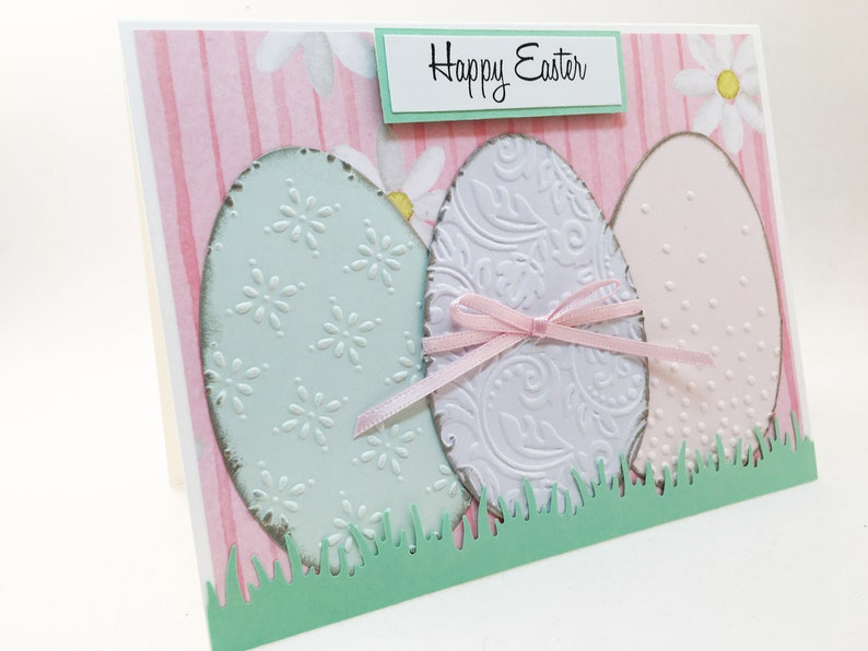 Easter Card, Happy Easter Card, handmade card, blue card, Easter greeting card, Easter eggs, Spring card, MADE TO ORDER, CEA0010 image 4