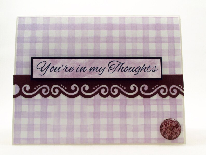 handmade card Thinking of you get well soon encouragement card purple card MADE TO ORDER you/'re in my thoughts sympathy card