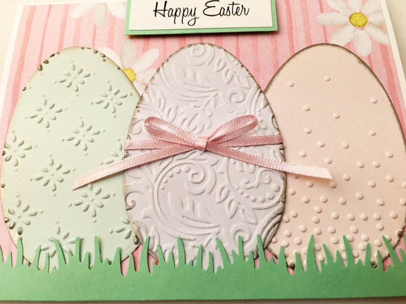 Easter Card, Happy Easter Card, handmade card, blue card, Easter greeting card, Easter eggs, Spring card, MADE TO ORDER, CEA0010 image 5