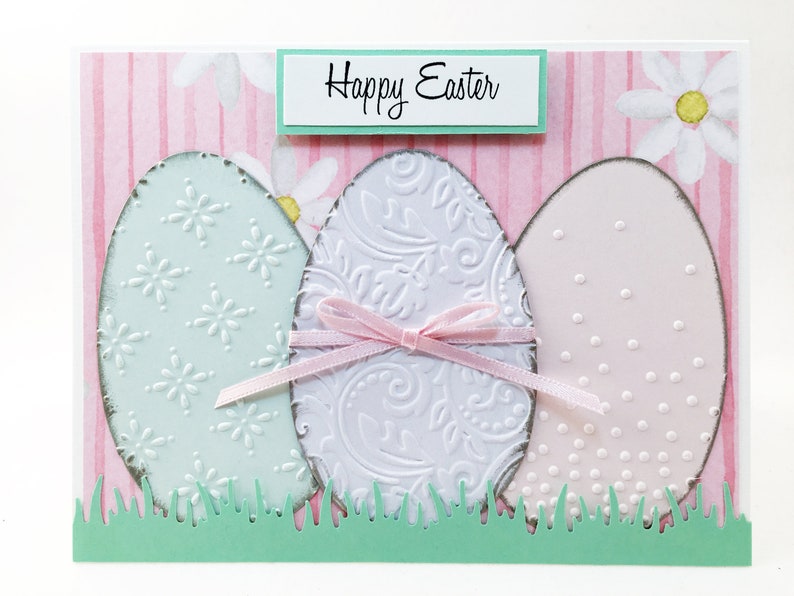 Easter Card, Happy Easter Card, handmade card, blue card, Easter greeting card, Easter eggs, Spring card, MADE TO ORDER, CEA0010 image 7
