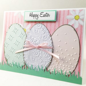 Easter Card, Happy Easter Card, handmade card, blue card, Easter greeting card, Easter eggs, Spring card, MADE TO ORDER, CEA0010 image 3