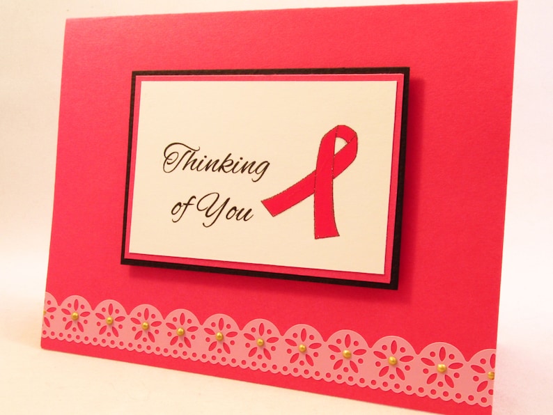 MADE TO ORDER pink ribbon fight cancer handmade card breast cancer ribbon Thinking of You greeting card breast cancer cancer card