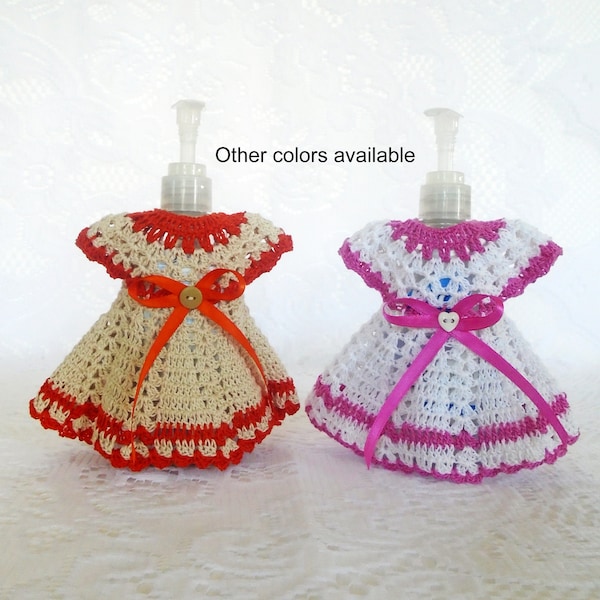 Crochet soap bottle dress, soap dispenser dress, dish detergent dress, kitchen decor, bathroom decor, crochet decor, gift idea, other colors