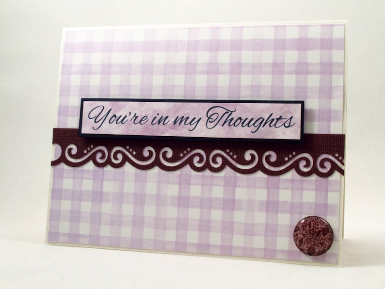 handmade card Thinking of you get well soon encouragement card purple card MADE TO ORDER you/'re in my thoughts sympathy card