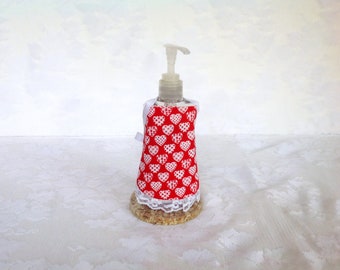 Soap bottle apron, soap dispenser apron, dish detergent apron, kitchen decor, bathroom decor, gift idea, reversible, Valentines gift,VJT0049