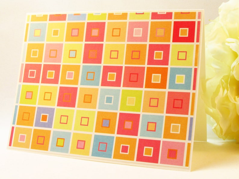 handmade cards square pattern MADE TO ORDER blank cards Blank note cards general use card set set of 4 cards note cards