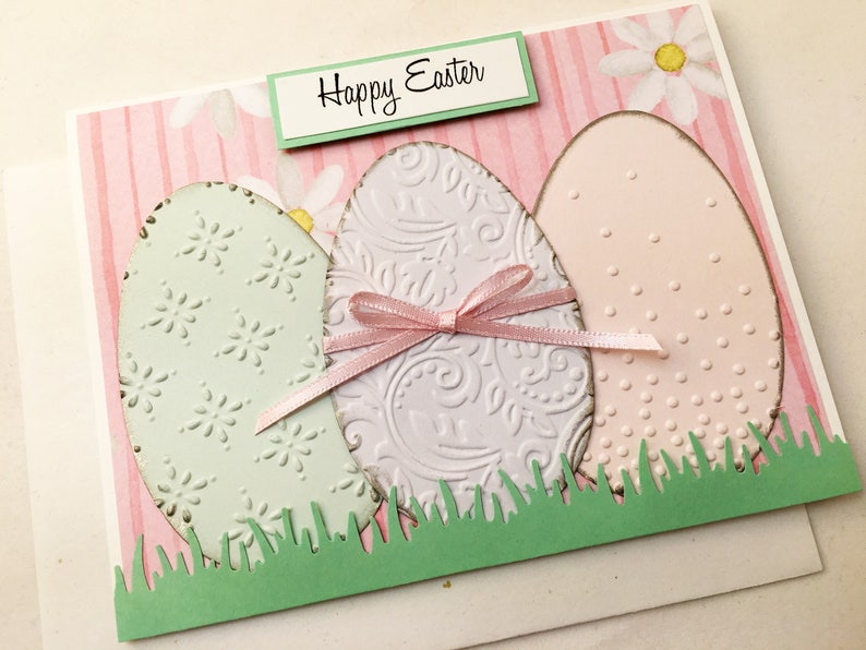 Easter Card, Happy Easter Card, handmade card, blue card, Easter greeting card, Easter eggs, Spring card, MADE TO ORDER, CEA0010 image 6