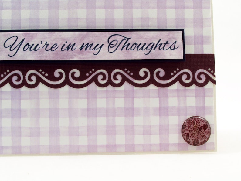 handmade card Thinking of you get well soon encouragement card purple card MADE TO ORDER you/'re in my thoughts sympathy card