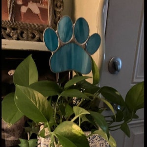 Stained Glass Cat Paw Garden/Plant Stake Made in Your Choice of Color