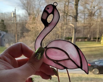Stained Glass Flamingo Suncatcher