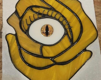 Stained Glass Rose with Hand Painted Eye